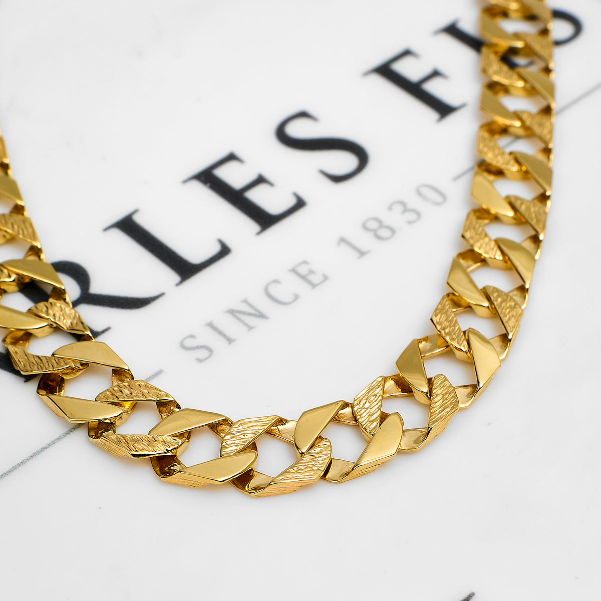 Pre-Owned 9ct Polish Pattern Curb Chain Necklace 24 Inch