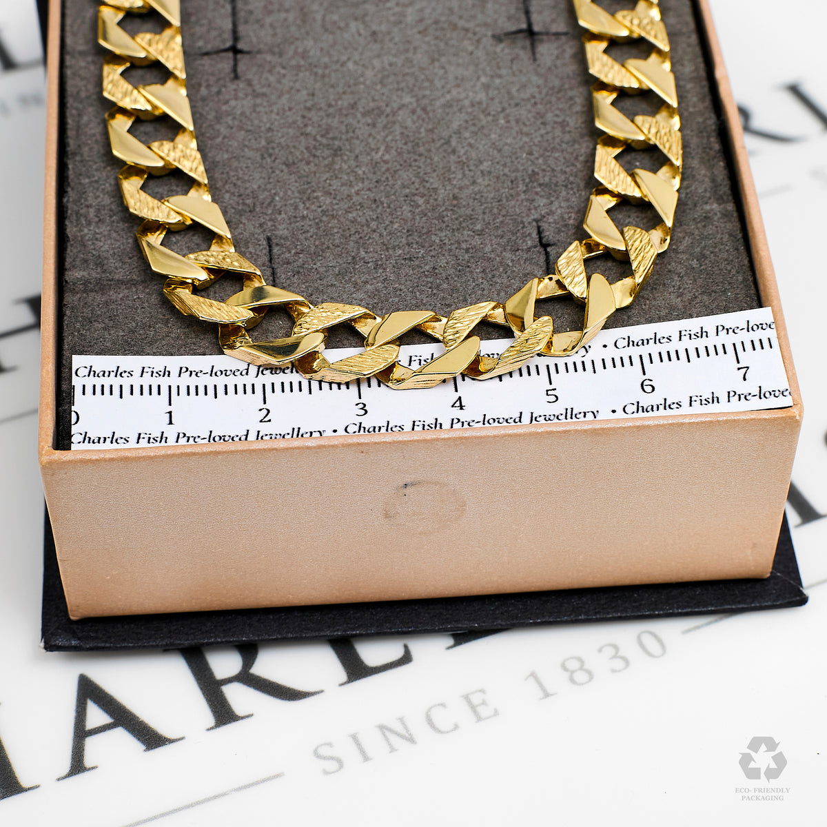 Pre-Owned 9ct Polish Pattern Curb Chain Necklace 24 Inch