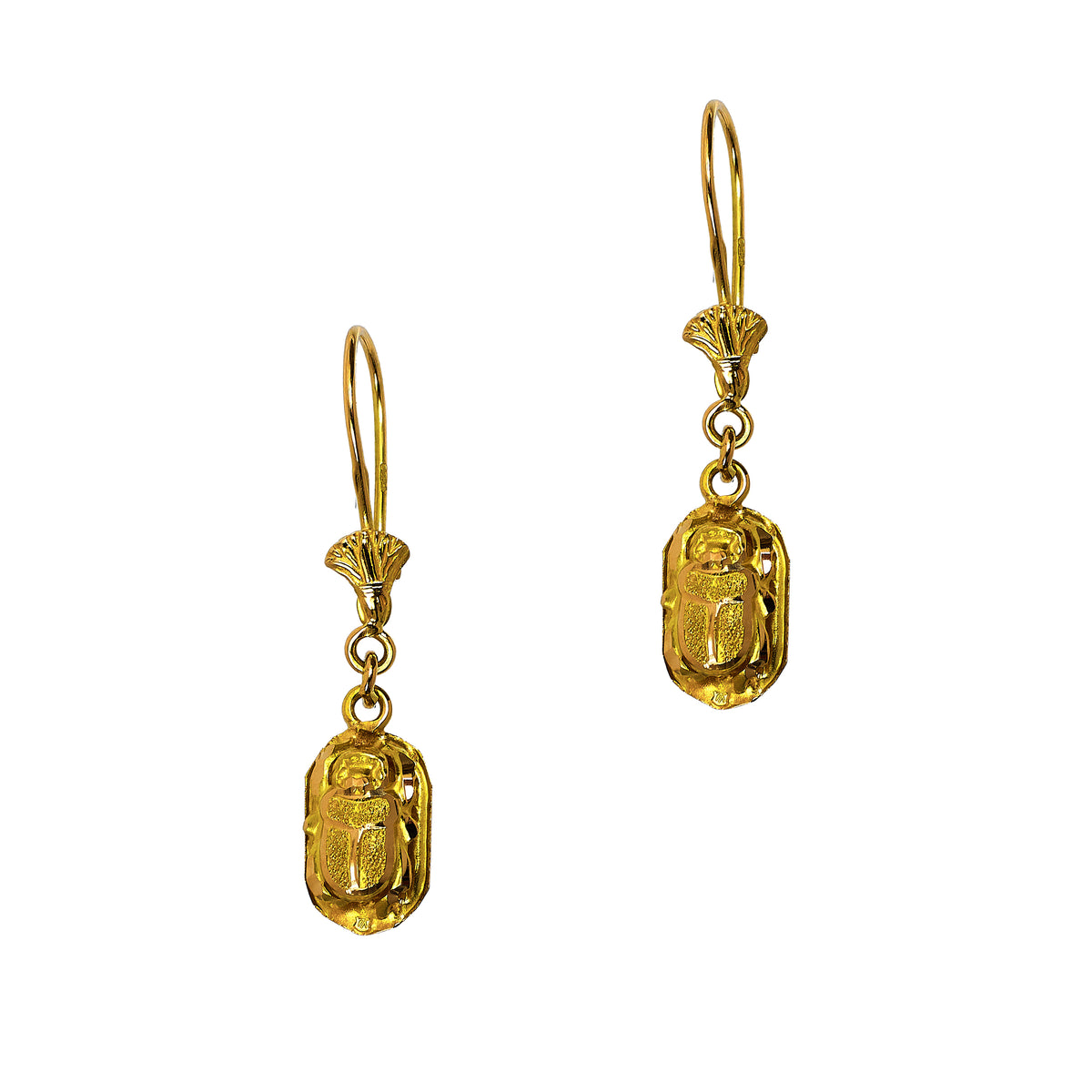 Pre-Owned 18ct Gold Scarab Drop Earrings