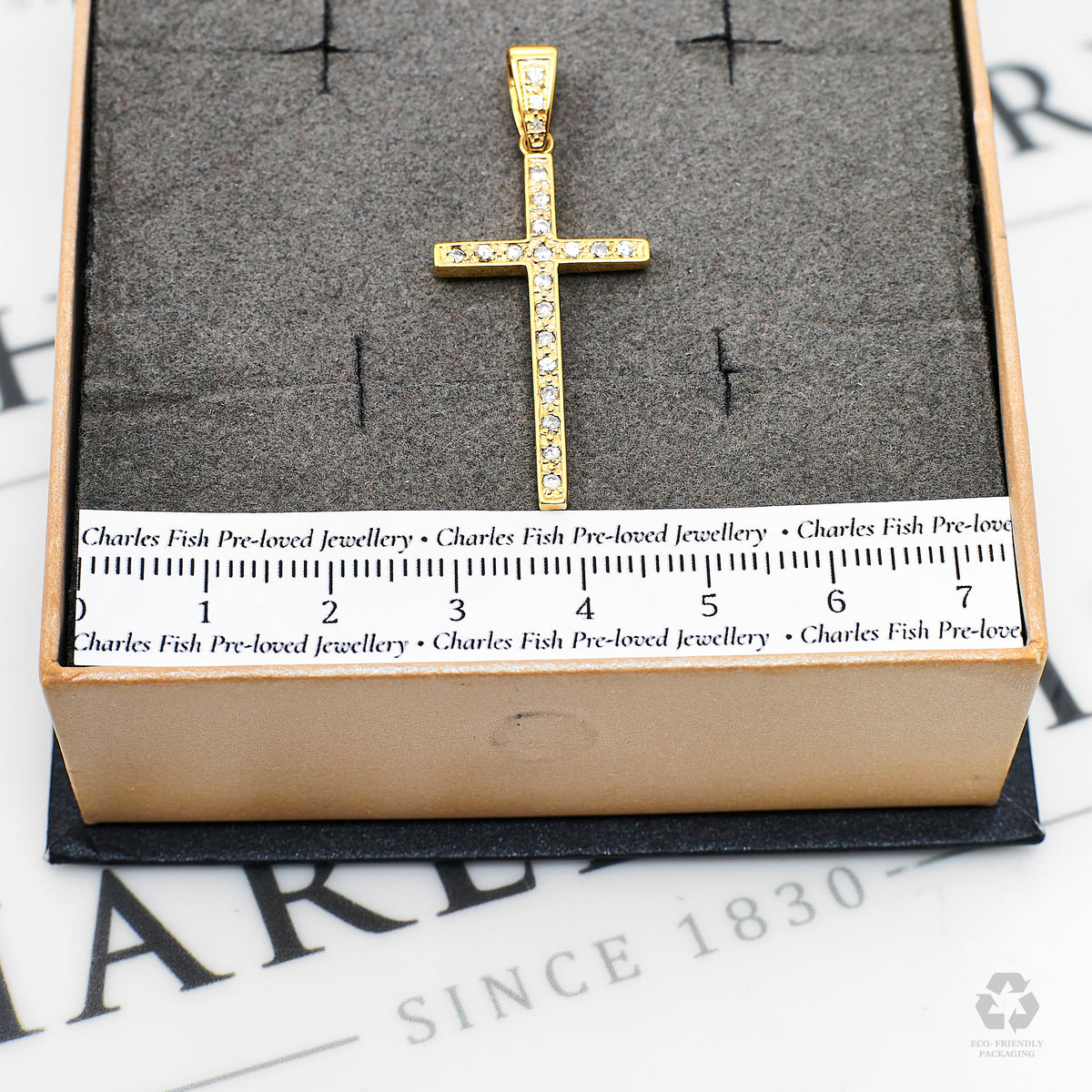 Pre-Owned 9ct Gold CZ Cross Pendant