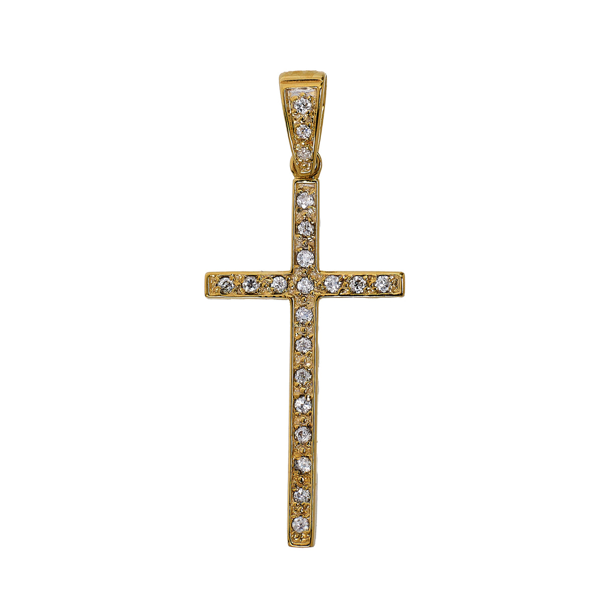 Pre-Owned 9ct Gold CZ Cross Pendant