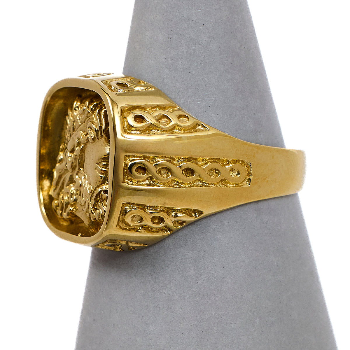 Pre-Owned 9ct Gold Square Intaglio Design Signet Ring Size T