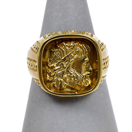 Pre-Owned 9ct Gold Square Intaglio Design Signet Ring Size T