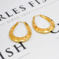 Pre-Owned 9ct Gold Oval Patterned Horseshoe Creole Earrings