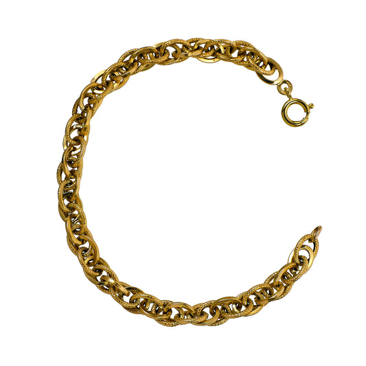 Pre-Owned 9ct Gold Polish Guilloche Prince Of Wales Bracelet