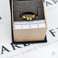 Pre-Owned 22ct Gold Green & White CZ Wishbone Ring Size L