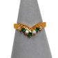 Pre-Owned 22ct Gold Green & White CZ Wishbone Ring Size L
