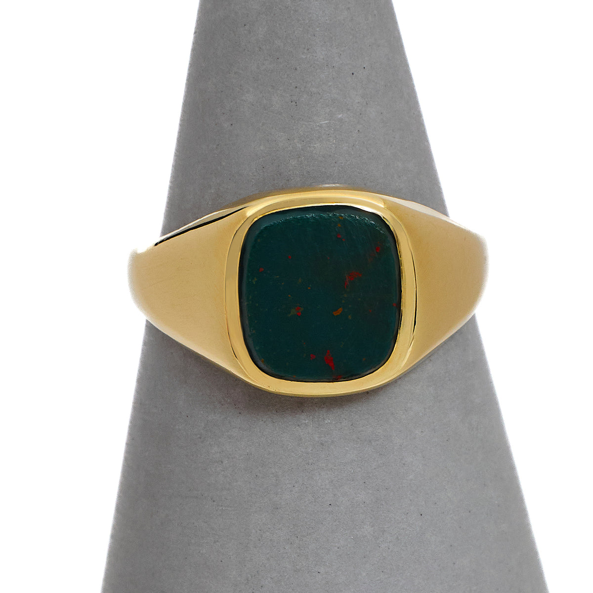 Pre-Owned 9ct Gold Rectangle Bloodstone Signet Ring Size M.5