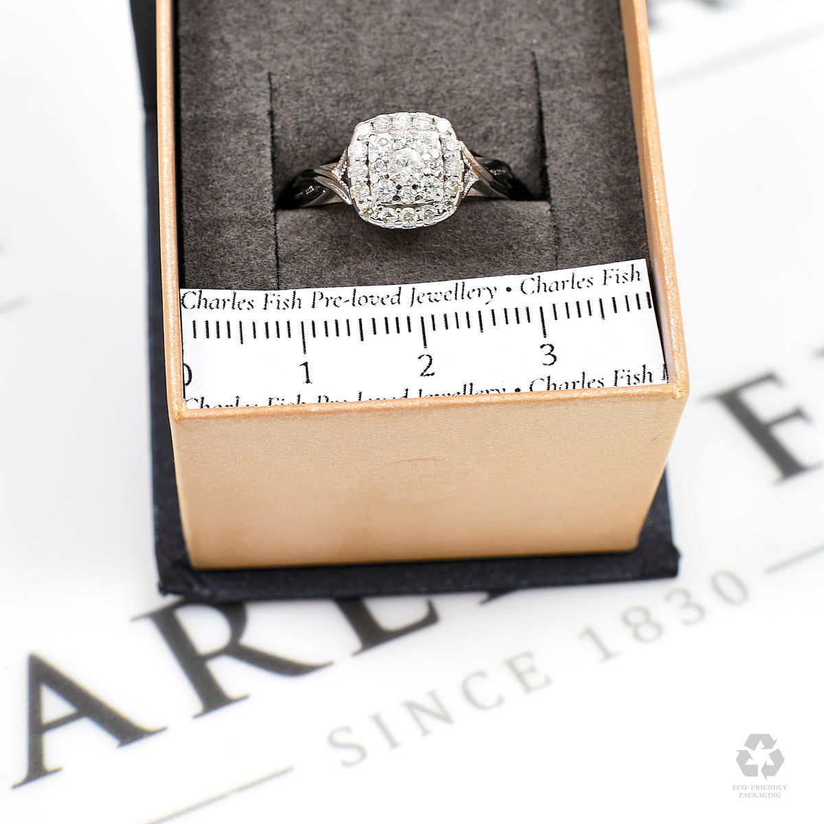 Pre-Owned 9ct White Gold Square Diamond Cluster Ring