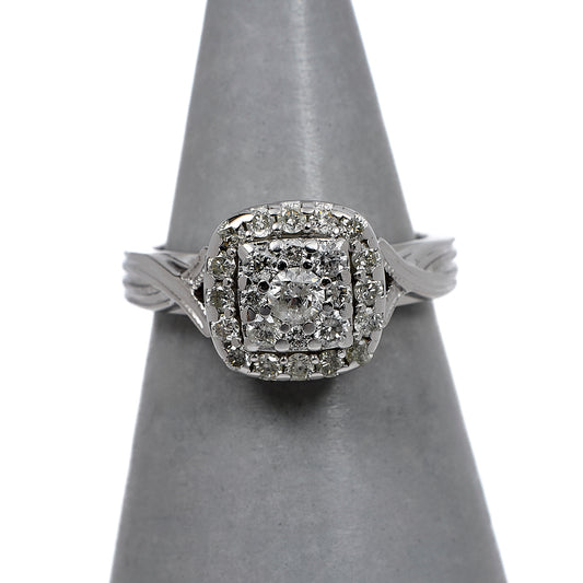 Pre-Owned 9ct White Gold Square Diamond Cluster Ring