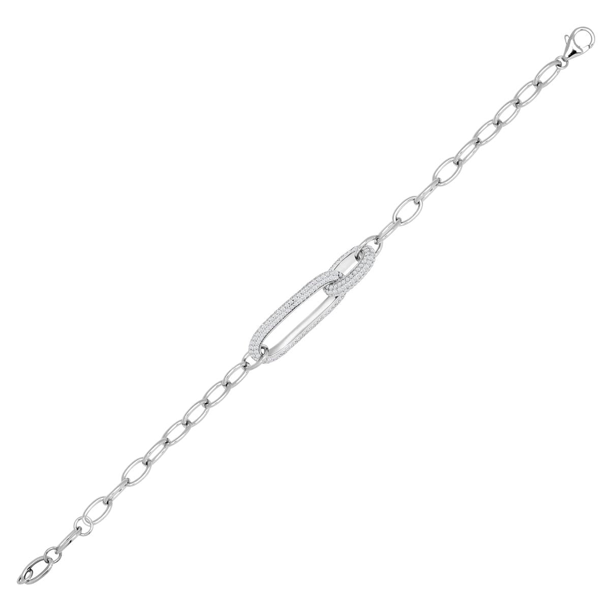 Achara Oblong Chain Style Link Zirconia Bracelet