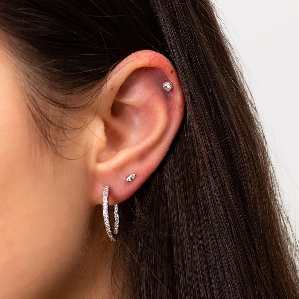 Achara Bead Edge Zirconia Stud Cartilage Earring