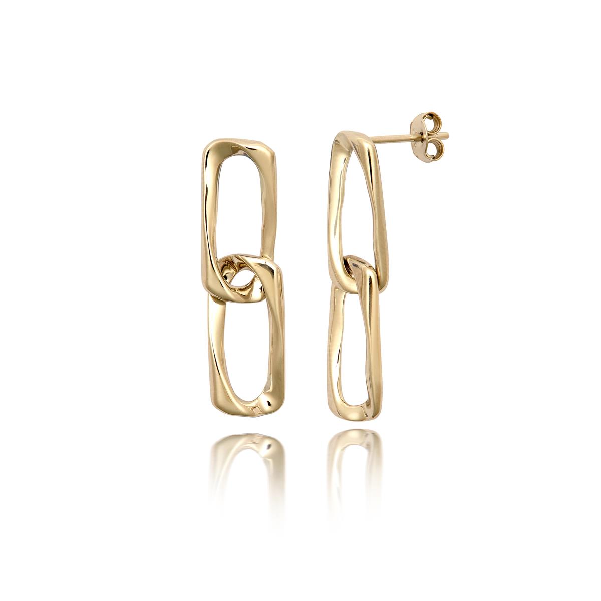 Achara Oblong Chain Style Double Link Drop Earrings - Gold 