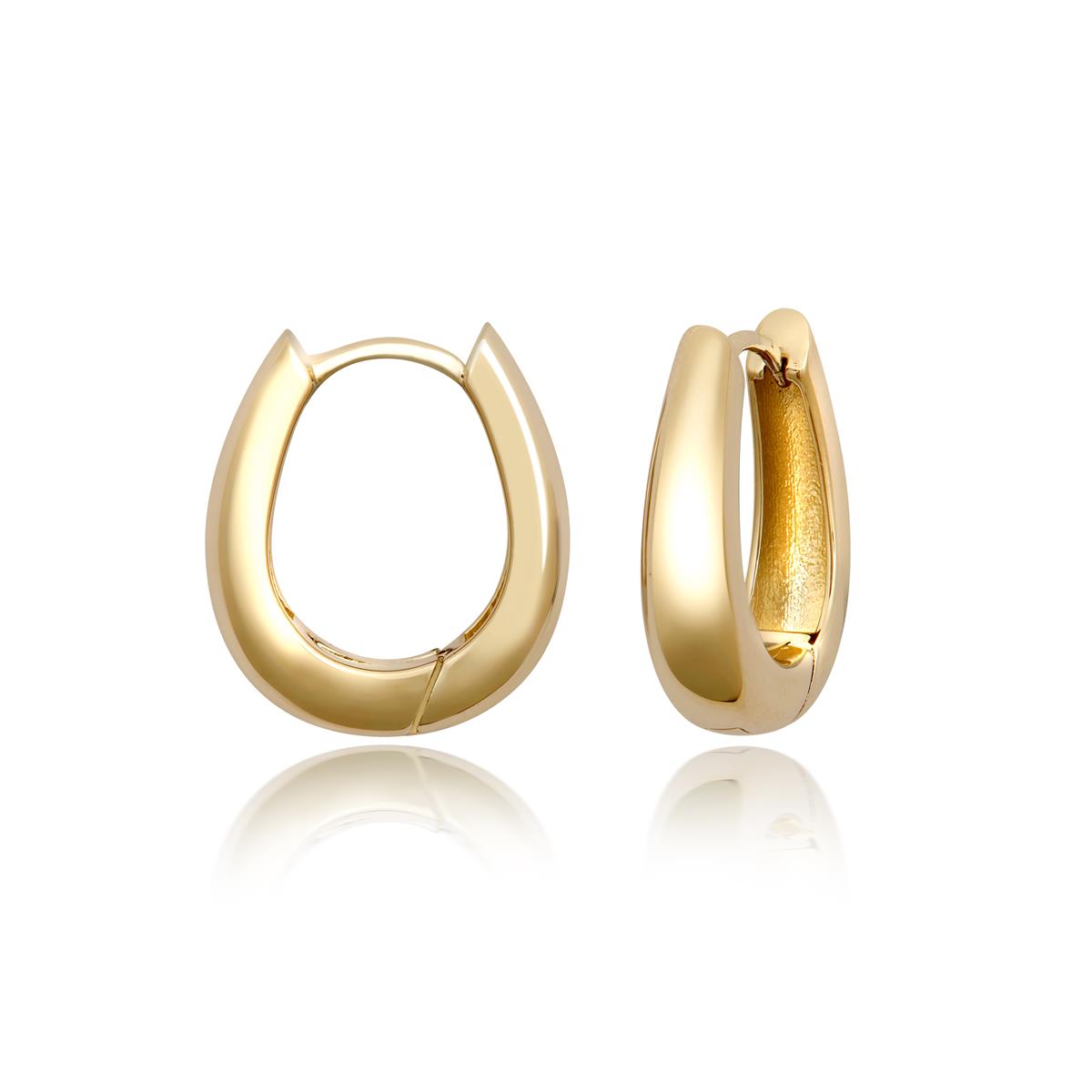Achara Medium Oval Polished Hoop Earrings- Gold