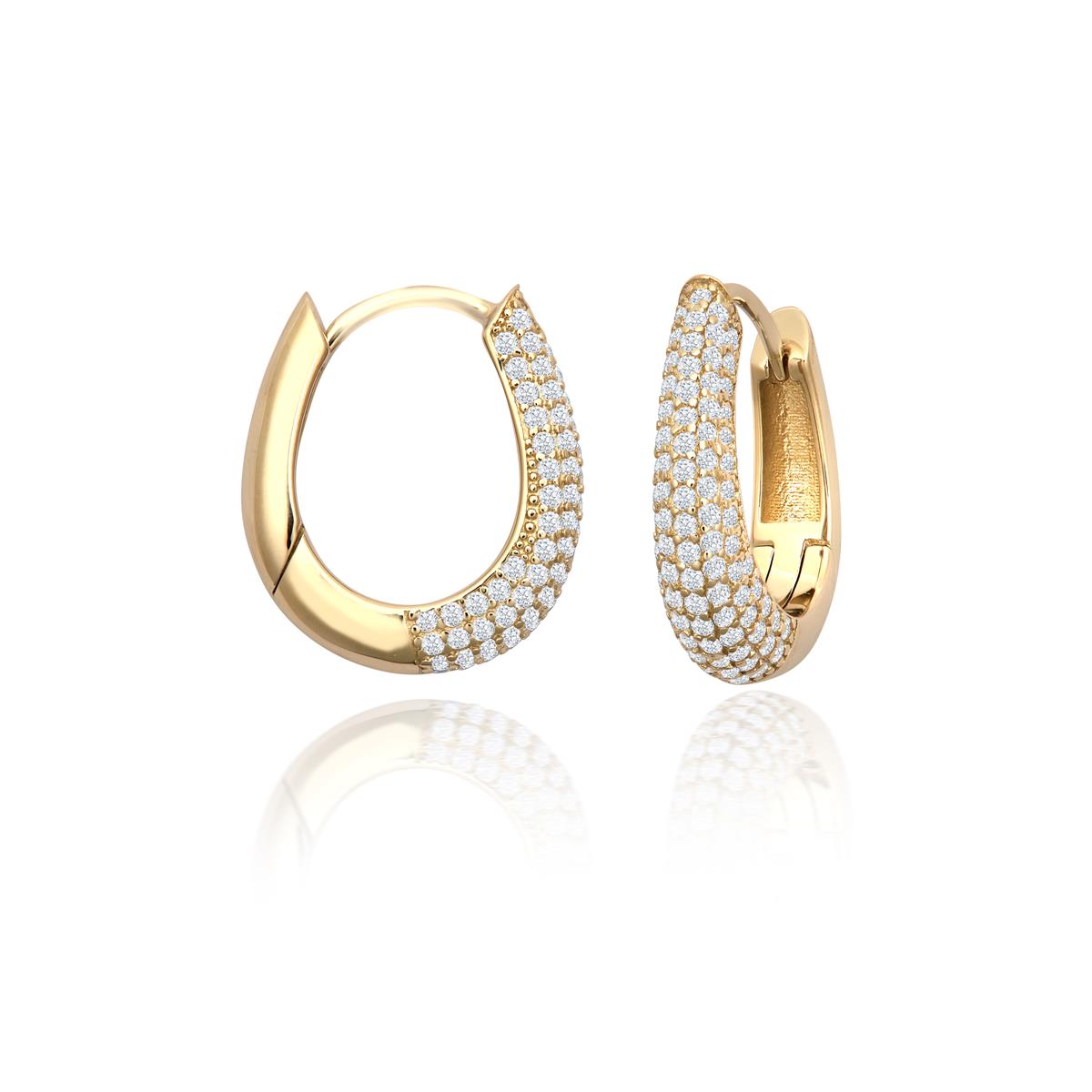 Achara Sparkling Medium Oval Hoop Earrings - Gold