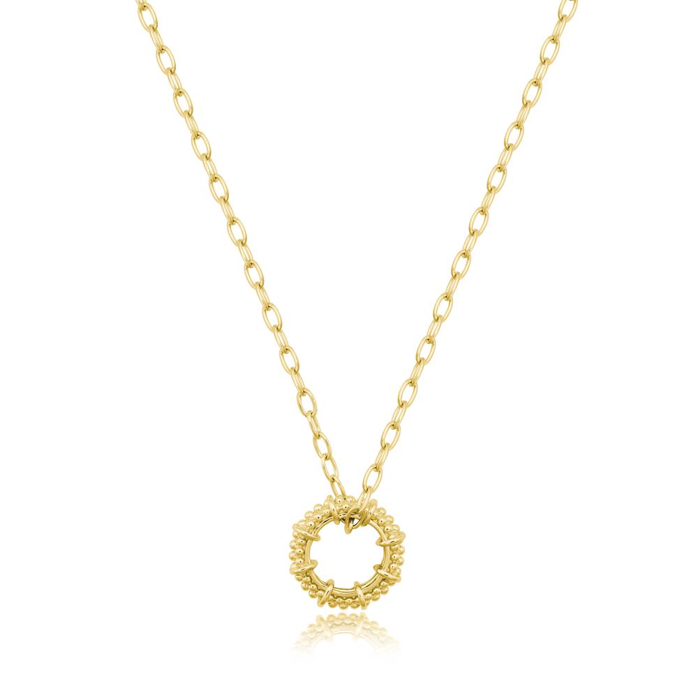 Achara Beaded Circle Pendant Chain Necklace