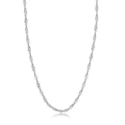 Achara Prince of Wales Water Wave Chain Necklace - Silver 