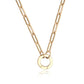 Achara Paperclip Chain Round Clasp Necklace 18Inch - Gold