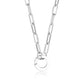 Achara Paperclip Chain Round Clasp Necklace 21Inch - Silver 