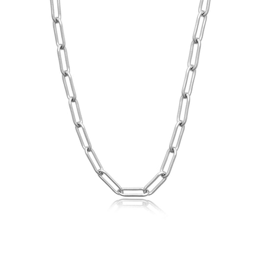 Achara 18 Inch Paperclip Chain Link Necklace - Silver 