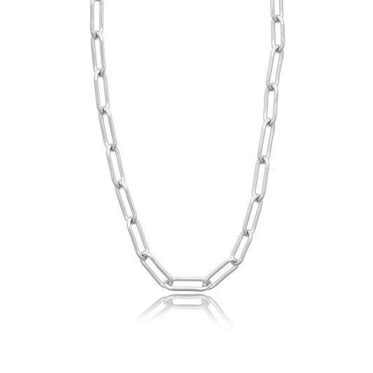 Achara 21 Inch Paperclip Chain Link Necklace - Silver 