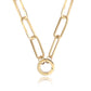 Achara Large Paperclip Chain Round Clasp Necklace 18Inch – Gold