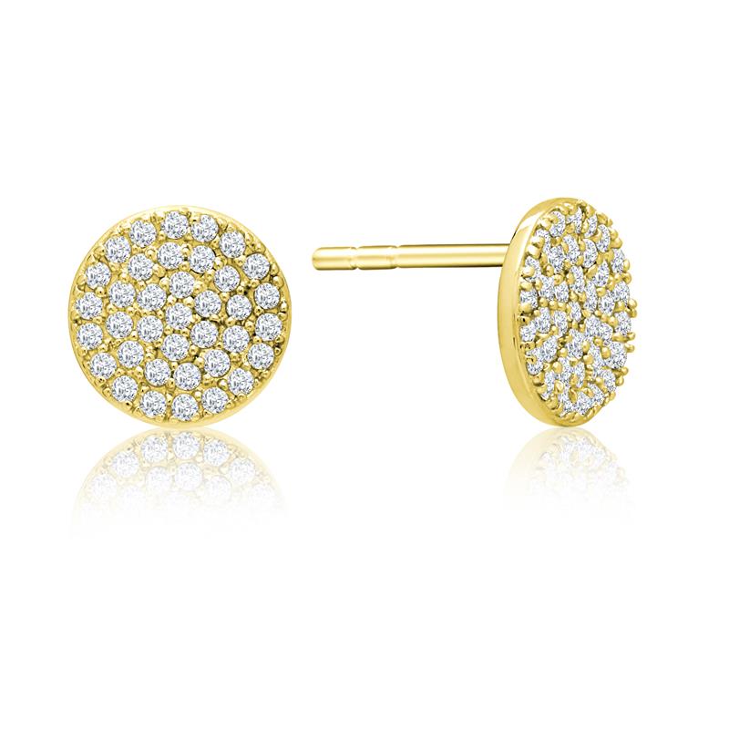 Achara Large Zirconia Pave Button Stud Earrings
