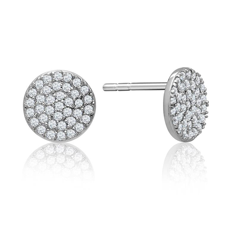 Achara Large Zirconia Pave Button Stud Earrings