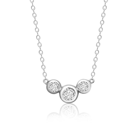 Achara Triple Bezel Set CZ Necklace