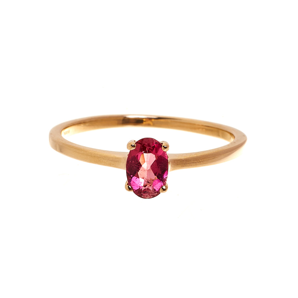 Pre-Owned 9ct Gold Pink CZ Stone Solitaire Ring