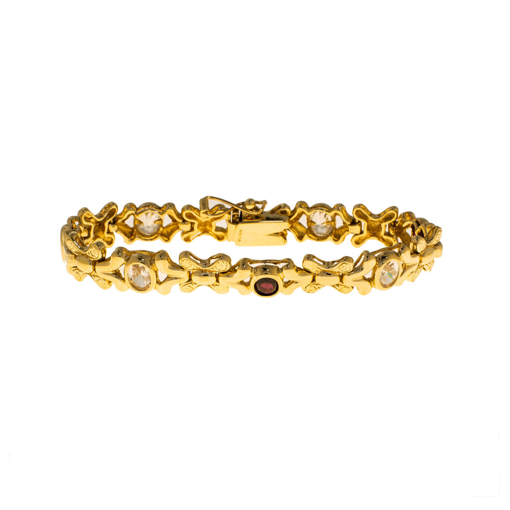 Pre-Owned Gold 7” Garnet Cubic Zirconia Bracelet