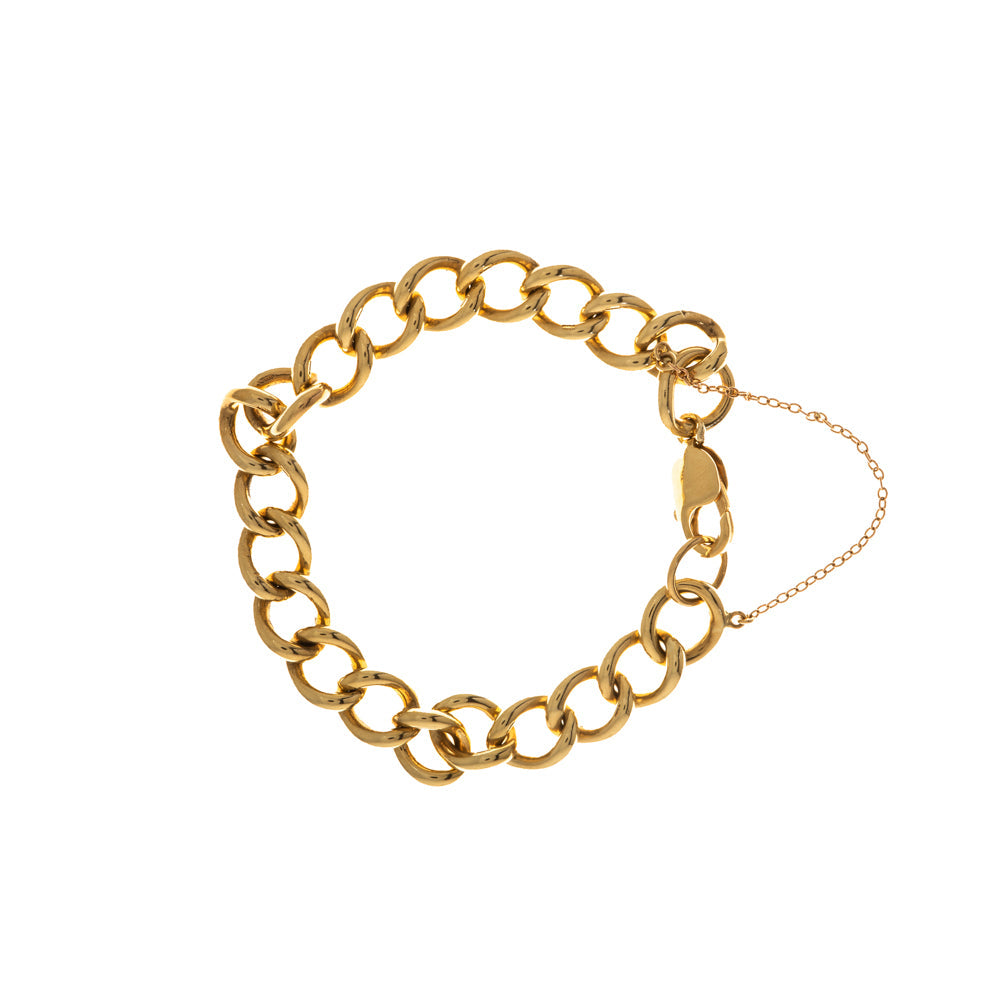 Pre-Owned Gold Safety Chain Oval Curb Bracelet