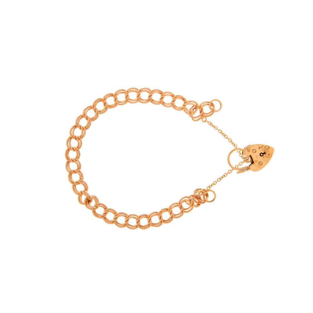 Pre-Owned 9ct Rose Gold Padlock Curb Bracelet