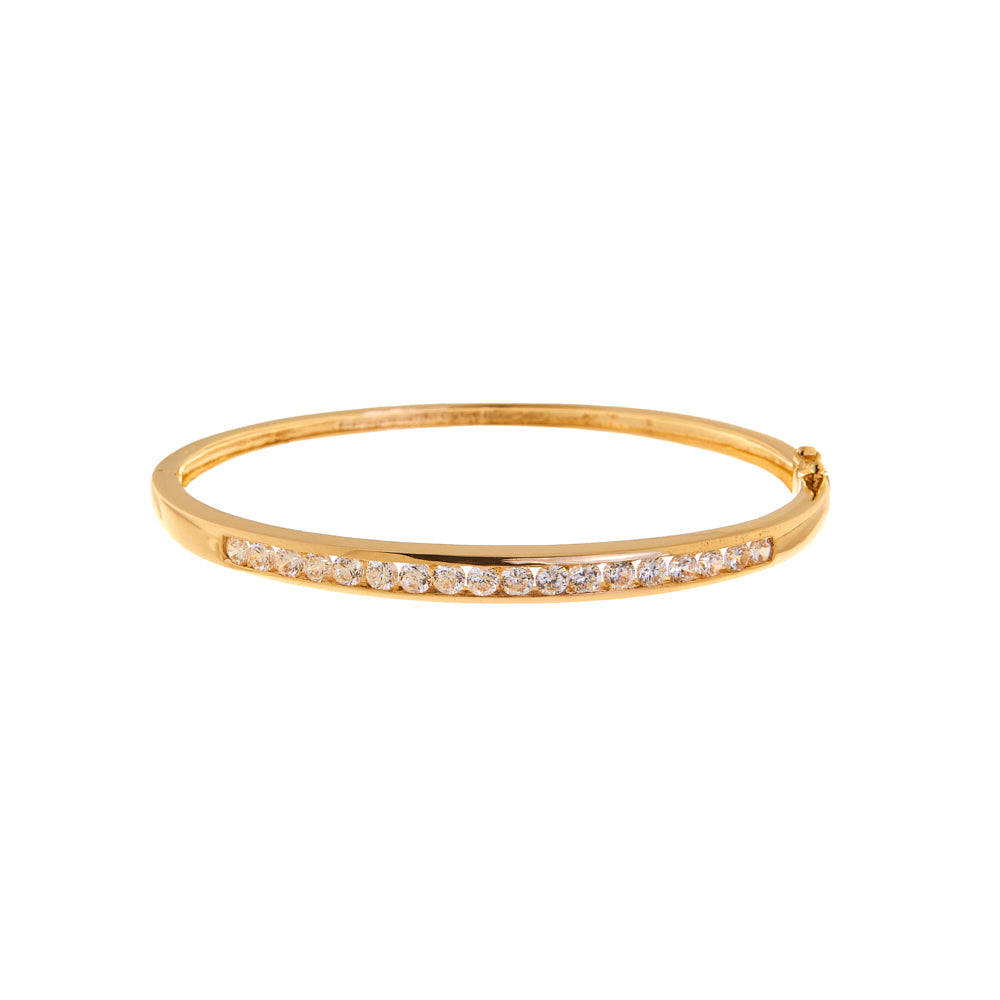 Pre-Owned 9ct Gold Cubic Zirconia Hinged Bangle