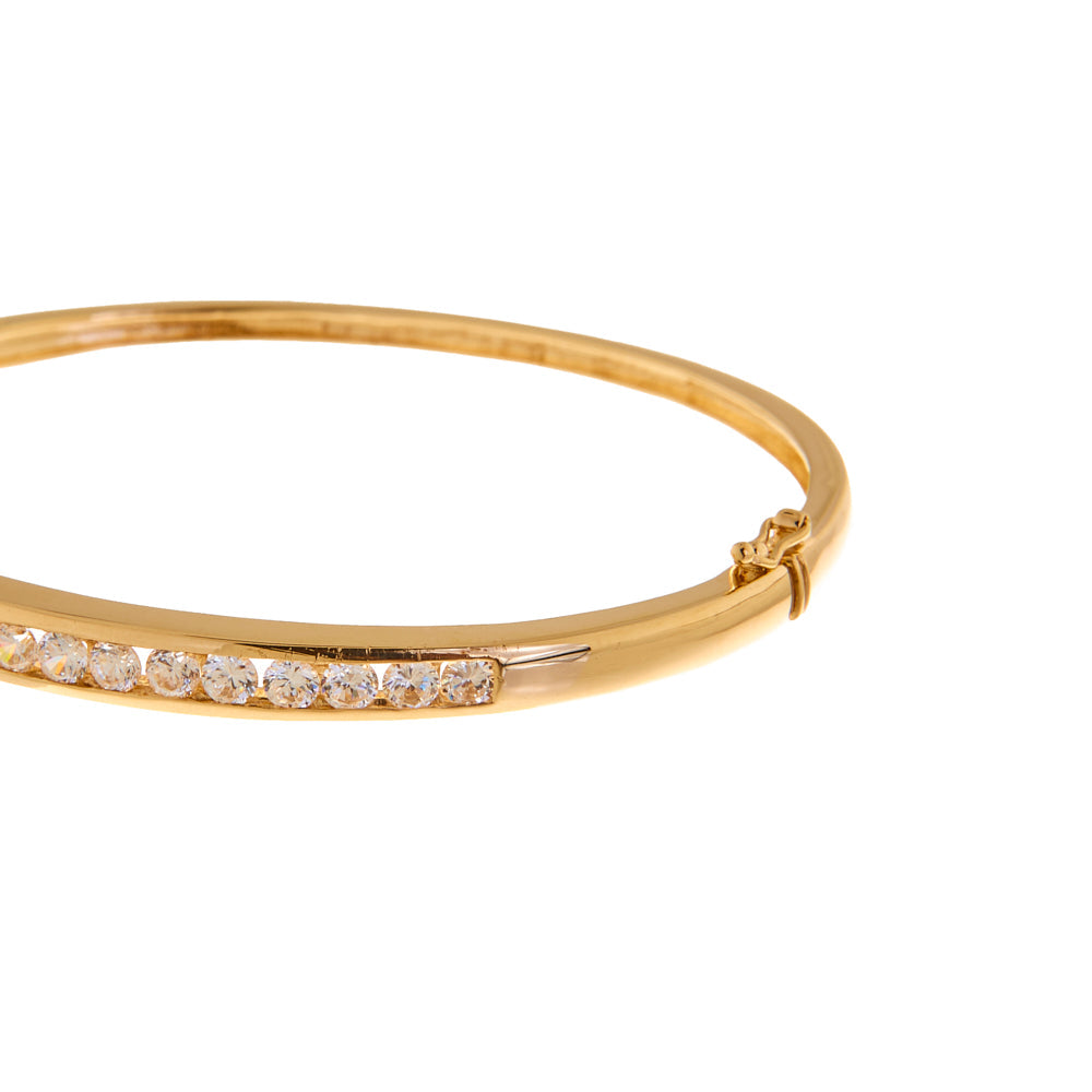 Pre-Owned 9ct Gold Cubic Zirconia Hinged Bangle