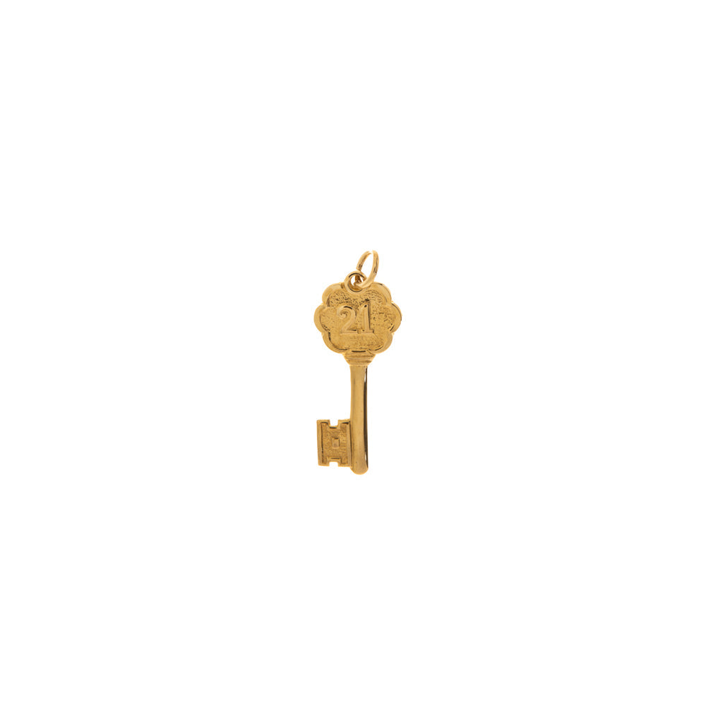 Pre-Owned 9ct Gold Matte 21 Key Charm Pendant