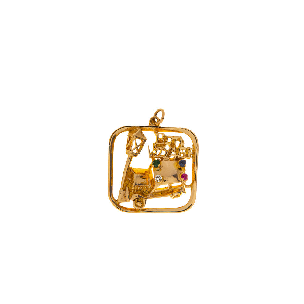 Pre-Owned 9ct Gold Bon Voyage Car Lamppost Pendant