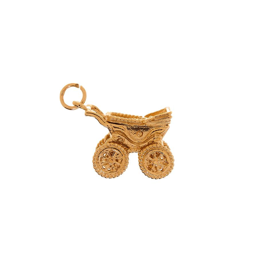 Pre-Owned 9ct Gold Old Fashion Baby Pram Charm