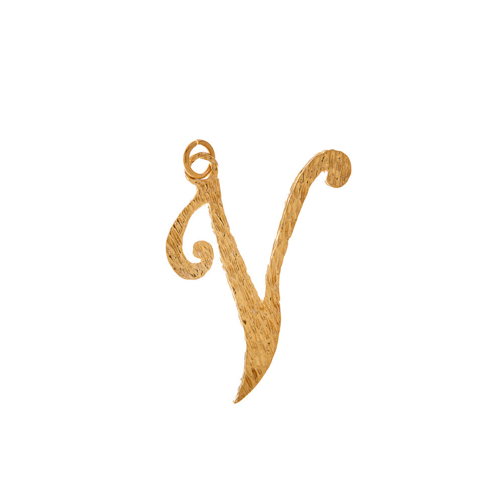 Pre-Owned 9ct Gold V Initial Cursive Pendant