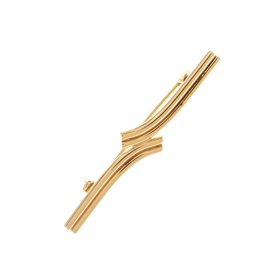 Pre-Owned 9ct Gold Double Row Crossover Bar Brooch