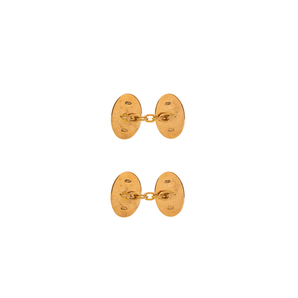 Pre-Owned 9ct Gold Oval Masonic Symbol Cufflinks