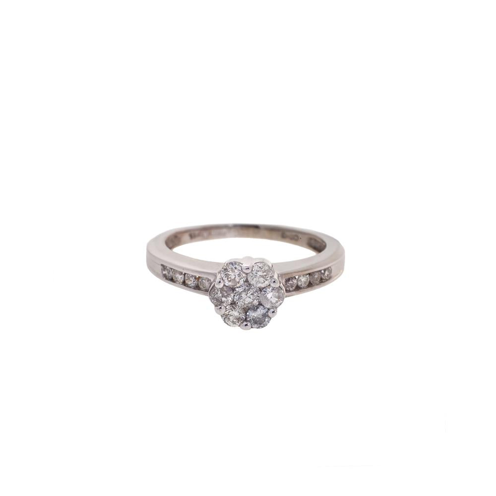 Pre-Owned  White Gold Round Diamond Cluster Ring
