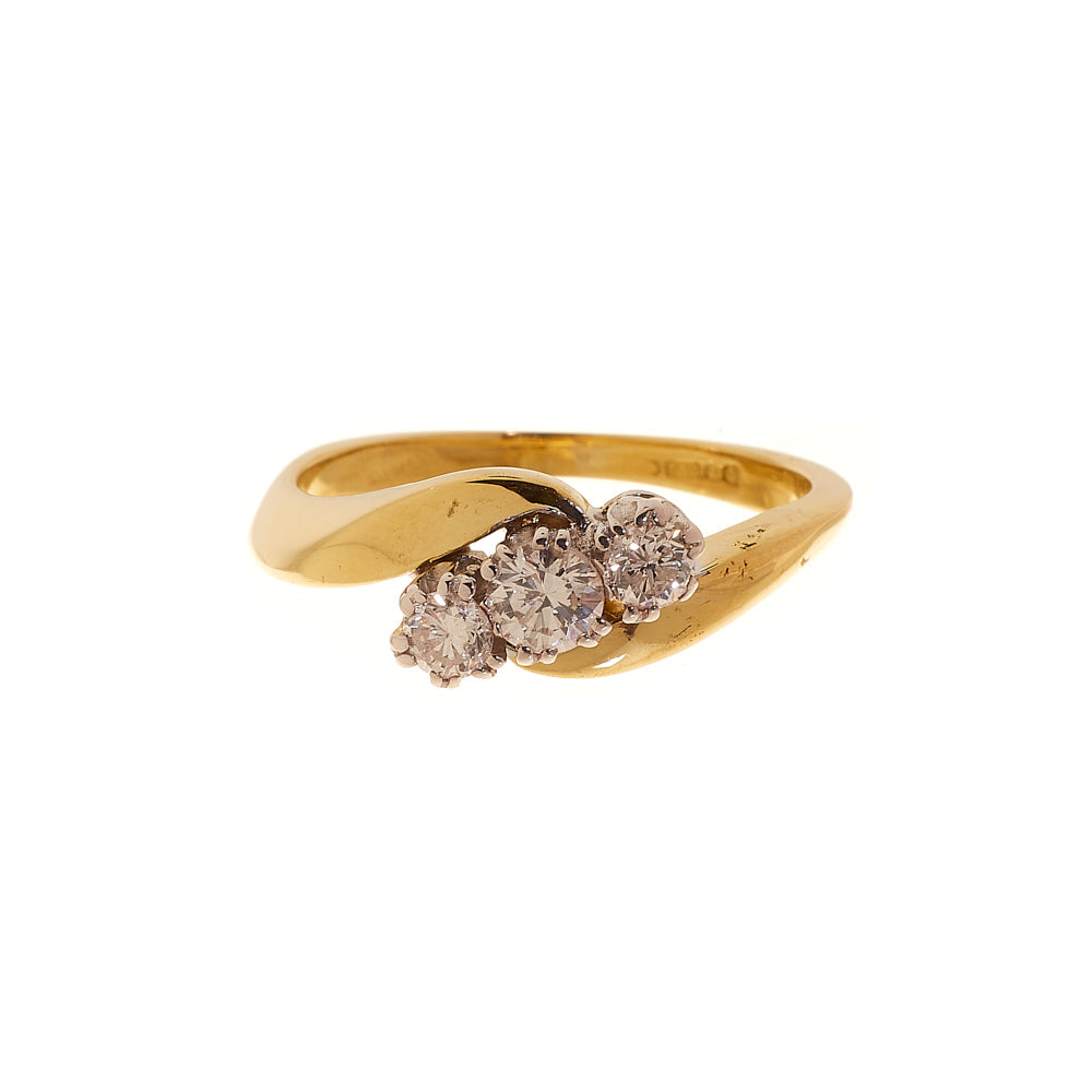 Pre-Owned 18ct Gold Twist Trilogy Diamond Ring 