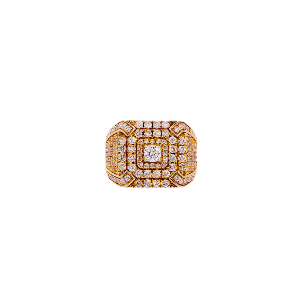 Pre-Owned 9ct Gold 18mm Square Diamond Signet Ring