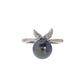 Pre-Owned 9ct White Gold Black Pearl Diamond Ring 