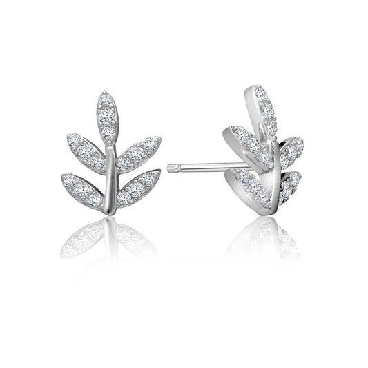 Achara Small Sparkling Leaf Stud Earrings