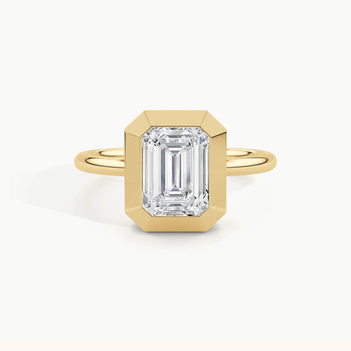 Yellow Gold, Emerald, down view