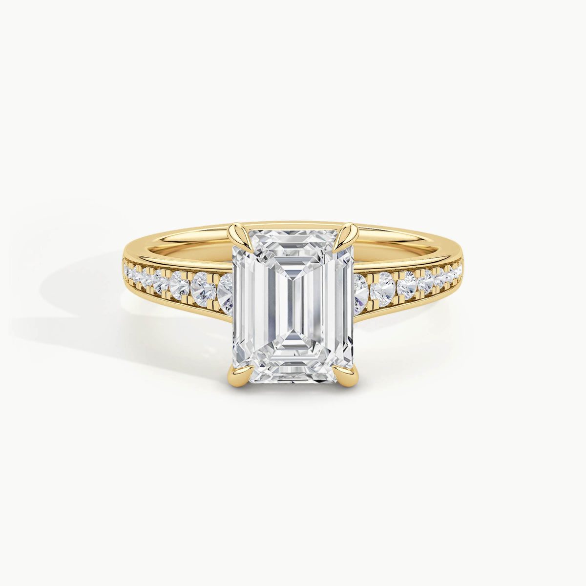 Yellow Gold, Emerald, down view