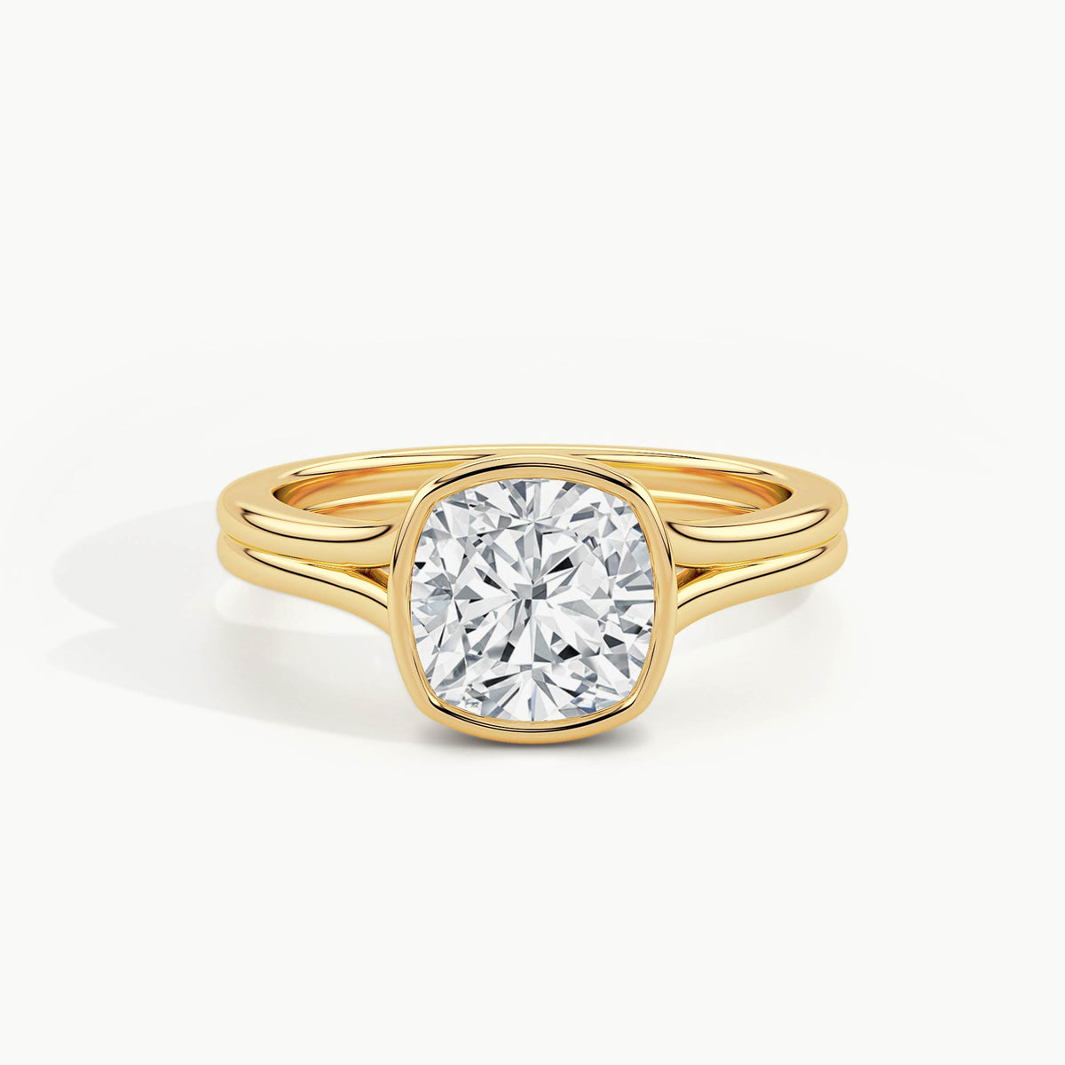 Yellow Gold, Cushion, down view