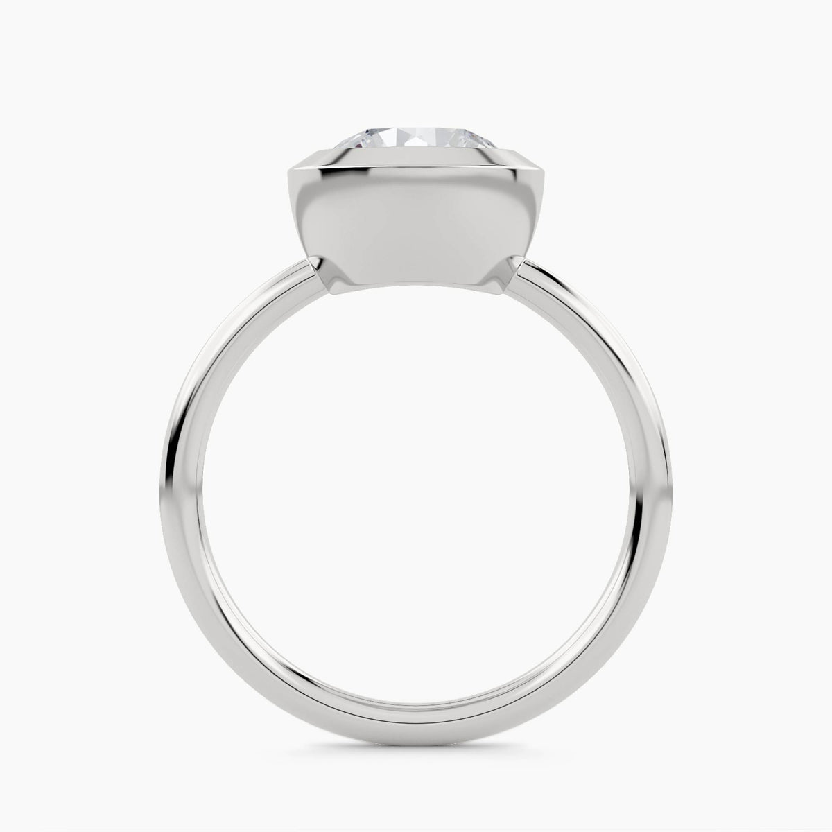 Solitaire With Full Bezel Setting And Plain Shank, front view